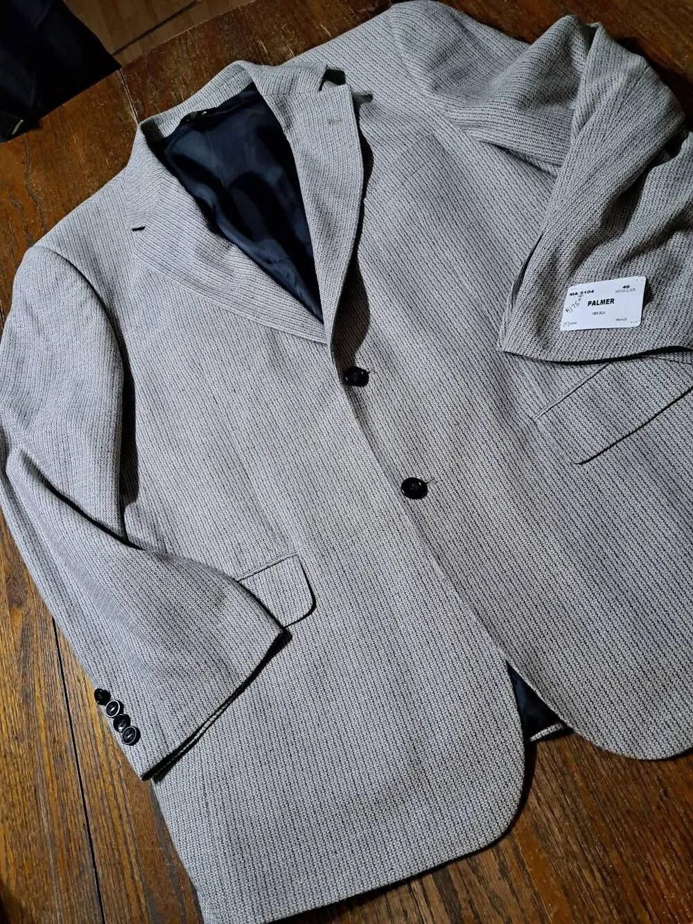 New 46R Shawn Thomas Grey Tweed Palmer Silk Suit Sport Coat Jacket Blazer NWT
